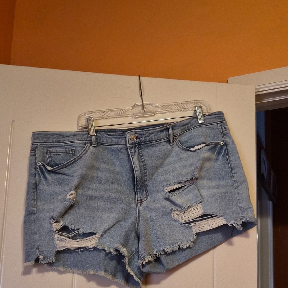 Sofia by Sofia Vergara Ripped Light Blue Jean Shorts